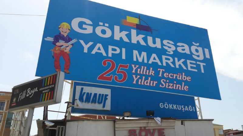 Gökkuşağı Yapı Market Vinil Germe Tabela | Antik Reklam - ANTİK REKLAM