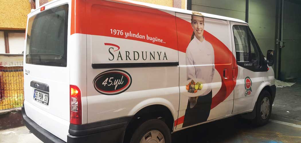 Sardunya Ford Transit Custom Araç Giydirme | Antik Reklam - ANTİK REKLAM