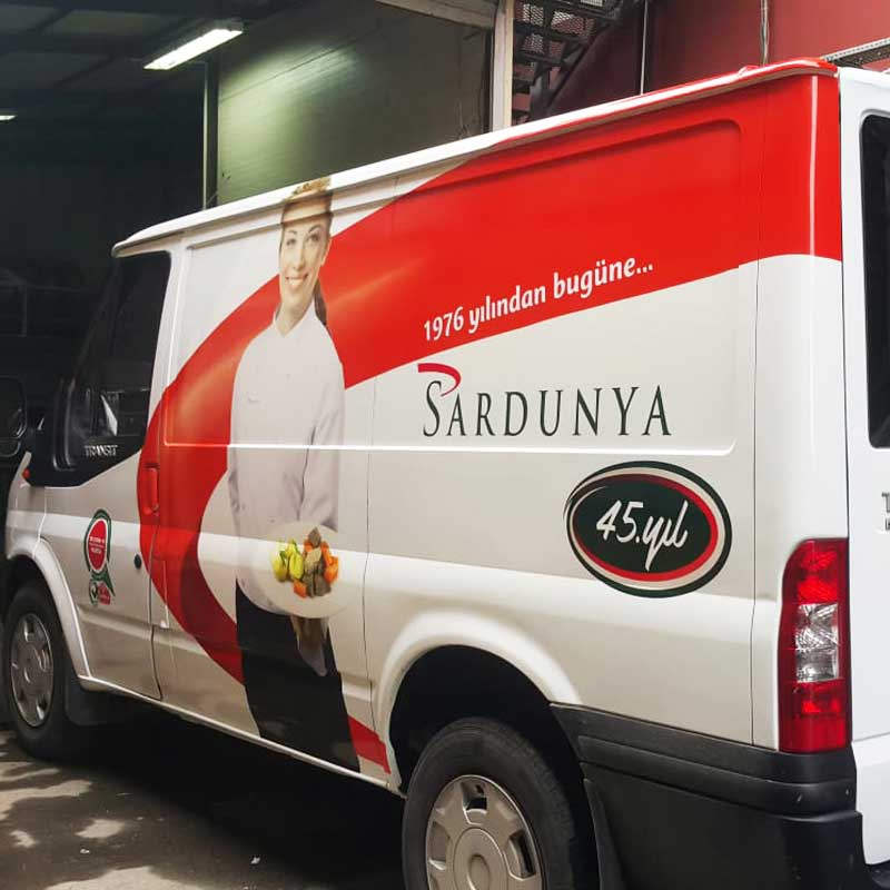Sardunya Ford Transit Custom Araç Giydirme | Antik Reklam - ANTİK REKLAM